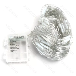 Lampki choinkowe kurtyna 100 led na 3 baterie AA, Ciepła biel, 1m x1m-100LED - zdjęcie 3